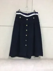 マージュ正規品ネイビー ツイード ゴールドボタン スカート ミディ丈のサムネイル