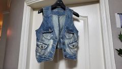 レア!DSQUARED2 デニム ベスト ロゴボタン y2k ステッチ 金ボタン