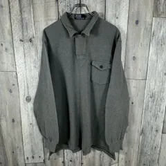 OLD Polo by Ralph Lauren 90s ポロ バイ ラルフローレン  グレー 長袖 コットン ポロシャツ メンズ L サイズ