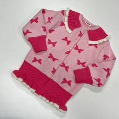 Shichiri 七里 荻窪 カーディガン ピンク 花刺繍 リボン L 130 - メルカリ