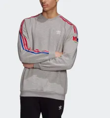 489- アディダス トレフォイル 3本線 スウェット 2XL グレー