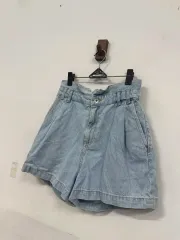 (28-29) ZARA レディース ハイウエスト デニムハーフパンツ