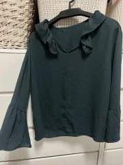 美品　outil リネンカシュクールブラウス　DARK GREEN 美品 outil リネンカシュクールブラウス DARK GREEN - メルカリ
