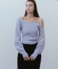 ADEAM オフショルダー 長袖トップス ニット ネイビー - メルカリ