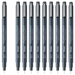 新品 ぺんてる 水性ペン ミリペン ポイントライナー 0.1mm ブラック 10本 S20P-1AD(10)のサムネイル