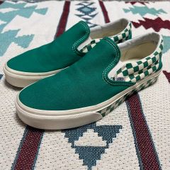 Vans スリッポン グリーンサイバープリント USA製 ビンテージ - メルカリ