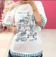 地雷系サブカルチャー オフショルダーTシャツ