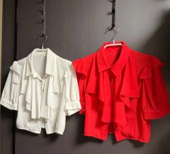Chloe クロエ ロゴ入り フレアスリーブ フリルブラウス ピンク 