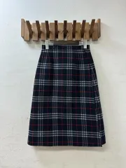 ドライ完了 Burberrys バーバリー ノヴァチェック ニュー ウール リバーシブル ラップ スカート
