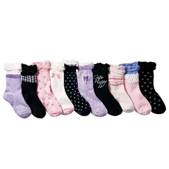 【新品】 [コナミヤ] 靴下 キッズ 可愛い 女の子 靴下 子供 ガールズ クルー丈ソックス 10足セット 女の子 カラフルソックス くつした スクールソックス 幼稚園 小学生 通園 通学 ブラック系 19-23cm [並行輸入品] 1
