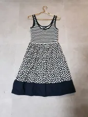 DKNY フラワー ストライプ ミックス ONE PIECE 55 日本 ヴィンテージ 森ガール ギャル 姫ギャル