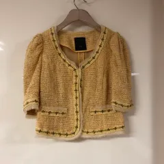 RENEEVON バルーンパフ 刺繍ツイードジャケット 結婚式ゲストルック 通勤ルック オールドマネー ルック