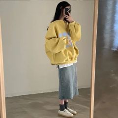 ハーフジップ スウェット クロップド丈 ハンドペイント風 アート 