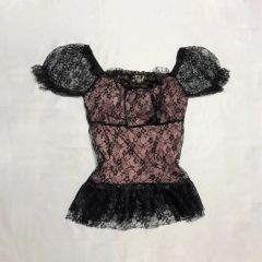 HYSTERIC GLAMOUR レース付きシフォンブラウスF 赤×黒y2k - メルカリ
