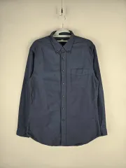 ユニクロ M メンズ スリムフィット コットン 長袖 シャツ ネイビー