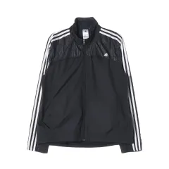 M adidas ブラック 3本線 Climaproof ウィンドブレーカー ジップアップ ジャケット