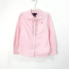 (6T) ラルフローレン ピンク フリル 長袖 シャツ キッズ