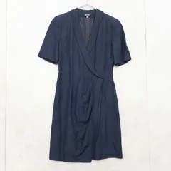 GIORGIO ARMANI  ジョルジオアルマーニ ワンピース カシュクール ヴィンテージ シルク リネン ネイビー イタリア製 レディース 42 a00558のサムネイル