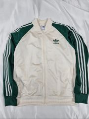 adidas ジップアップジャケット ホワイト/グリーン - メルカリ