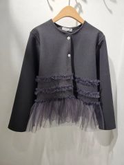 DAMA collection メッシュ ティアードフリル ジップアップブルゾン 