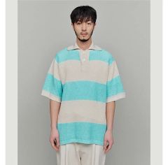 RL multi stripe hand knit polo blue - メルカリ
