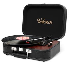 VOKSUN 레코드 플레이어 Bluetooth 송신과 수신 USB 녹음 가능 외부 스피커에 연결 33/45/78 회전과 7/10/12 인치 레코드 대응 스피커 내장 레트로 일본어 설명서 블랙 2년 보장 S300ts 0afaf409