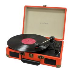 CICONIA 레코드 플레이어 TE-1907 레트로 클래식(오렌지) USB 메모리 다기능 SD 카드 녹음 재생 블루투스 Bluetooth AUX IN OUT 트렁크 케이스형 브라운 오렌지 3 스피드 오 3daa4c95