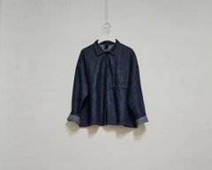 Yarmo／ヤーモ デニムプルオーバーシャツ インディゴ イギリス製 S 