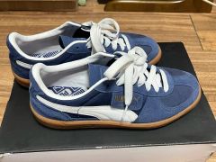 値下げ不可 1度着用 PUMA PALERMO ブルー ガムソール スニーカー 