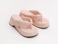 GANNI ガニー 厚底 ローフラットフォームサンダル フリル ピンク 24cm