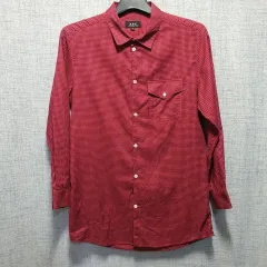 A.P.C. アーペーセー メンズ レッド ポケット CHECK 長袖 シャツ M