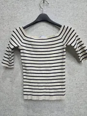 ザラ ストライプ クロップドTシャツ 55