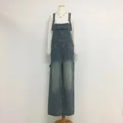 ワイド デニム ロング オーバーオール