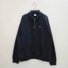 L NIKE スウッシュ 刺繍 ロゴ ハーフジップアップ スウェット 起毛