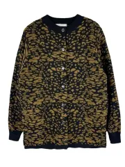 F COKETT ウールブレンド レオパードパータン ラウンドカーディガン