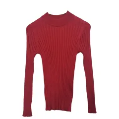VERONA レトロ レッド ハイネック 長袖Tシャツ XS ヴィンテージ ニット