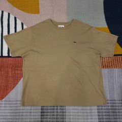 LACOSTE☆ラコステ】ワッフル☆サーマル☆リネン混tシャツ カーキ M 