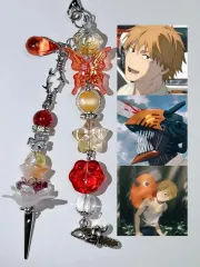 チェンソーマン デンジst ビーズキーホルダー スマートフォンホルダー キーチェーン しおり