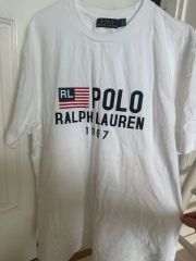 ◇◇ポロラルフローレン Tシャツ XXL 紺白ツートン プリント ビッグ 