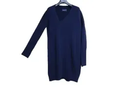 ZADIG&VOLTAIRE アシンメトリーネック ネイビー BIGシボリ ウール100% ロング丈ワンピースのサムネイル