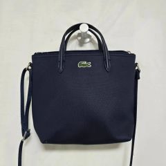 超美品 LACOSTE ミニボストン ショルダー バッグ ネイビー 2way - メルカリ