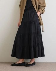 クリーニング済＊MACHATT タフタティアードスカート 黒　ロングスカート クリーニング済＊MACHATT タフタティアードスカート 黒 ロングスカート