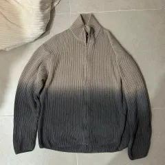 メンズ ザラ ニット ジップアップ グラデーション カーディガン