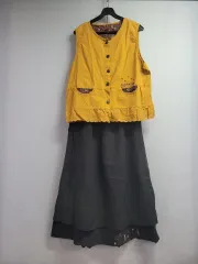 77)ツートンレース 刺繍ベスト 刺繍スカート