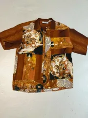 Facchini made in italy レーヨン ハワイアン 半袖 シャツ 絵