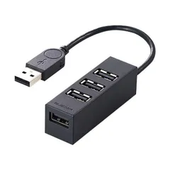 （まとめ）エレコム 機能主義USBハブ 4ポートケーブル長10cm ブラック U2H-TZ426BBK 1個〔×5セット〕