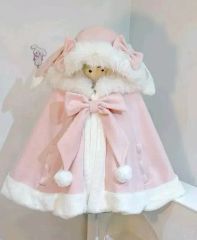 ロリータケープ うさぎ耳ポンチョ マントコート アウター 可愛いリボン