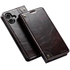 新品 JCGOOD iPhone 16 ケース 手帳型 カード収納 アイフォン 16 カバー 手帳 カード入れ 財布型 スタンド機能 マグネット式 本革 レザー スマホケース 軽量 薄型 防塵 耐衝撃 保護 携帯ケース アイホン 16 6.1 対応 ブラウン