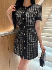 lumignon Pink tweed bijou flare dress - メルカリ