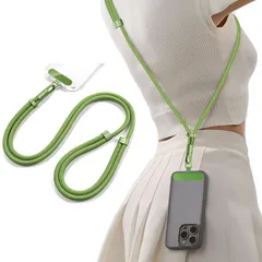 新品 [seninhi] スマホストラップ 首掛け/斜め掛け/肩掛け 装着長さ40cm~80cm 瞬時の着脱で便利 長さ調節自由 ロックは360°回転するので スマホ全機種対応 タグパッチ ネックストラップ ショルダー 盗難防止 落下防止 散歩 通勤 通学 旅